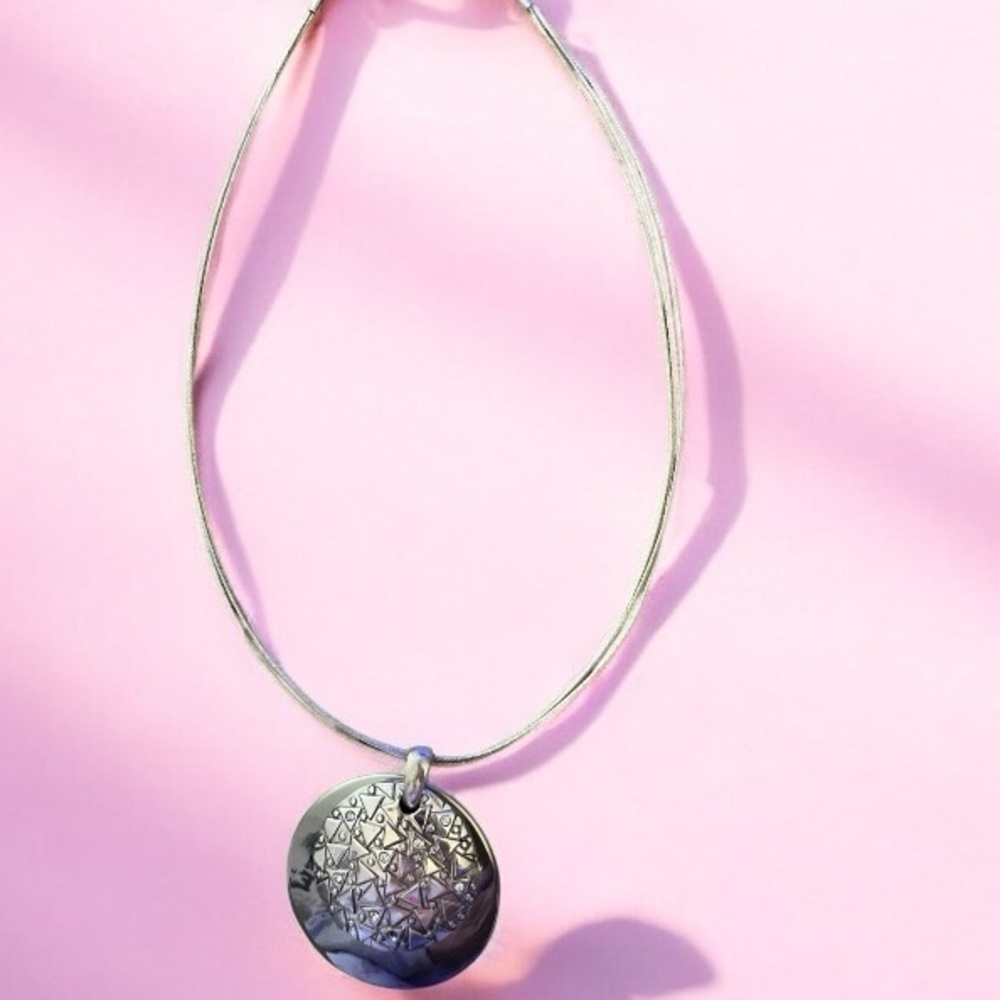 Elegant Silver Tone Double Pendant Necklace - Picture 2 of 7